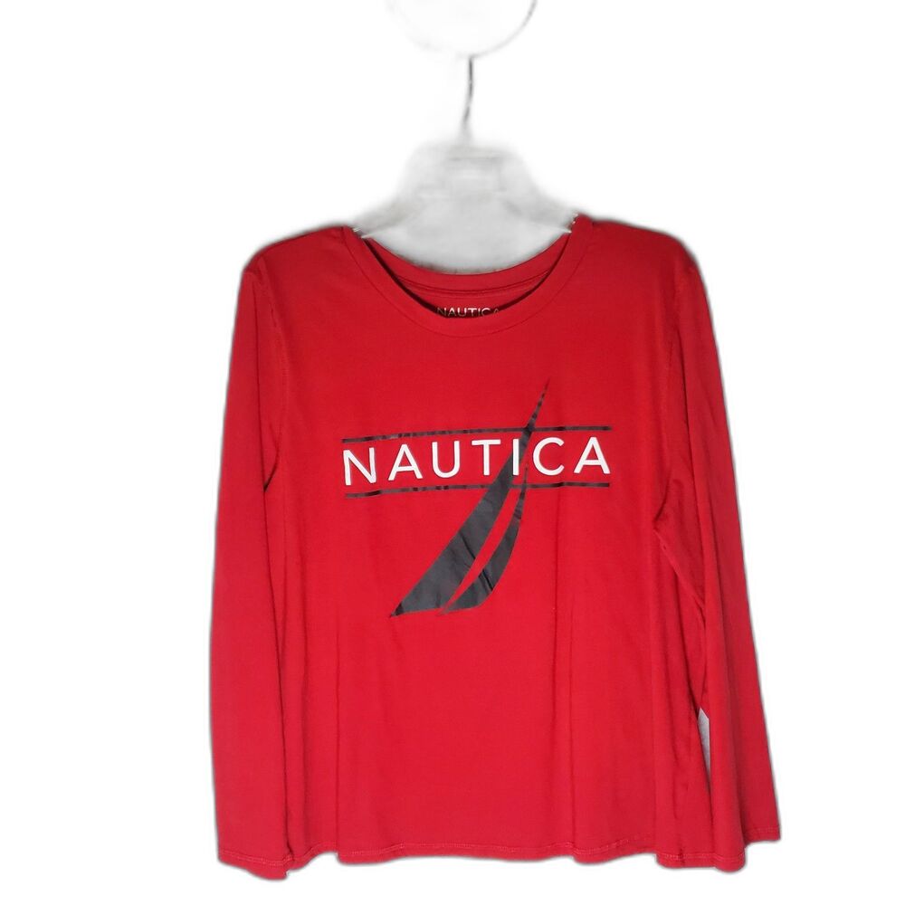 Nautica Long Sleeve Red Shirt Size XL